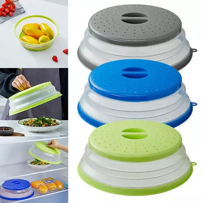 Collapsible Microwave Food Plate Cover Vented Splatter Protector Guard Lid Safe • £5.99