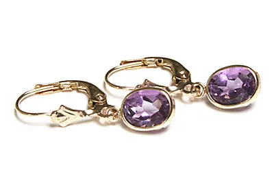 9ct Gold Amethyst LeverBack Earrings Gift Boxed Made In UK • £84.99
