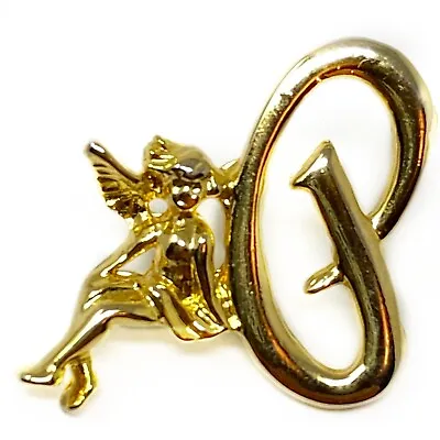 Vintage Pin Fairy Letter P Gold Tone Metal Costume Jewelry Dainty • $19.99