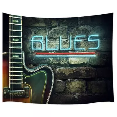 Blues Music Tapestry Wall Hanging Vintage Black Blue Art Fabric Posters 60x40in • $16.50