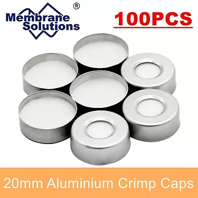 100PCS Caps Crimp Top 20mm Aluminum Hole PTFE/Silicone Septa For Headspace Vials • $15.99