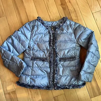 MONCLER Blue Quilted Jacket Size 4 Years Girls Kamaria Fringe • $114.99