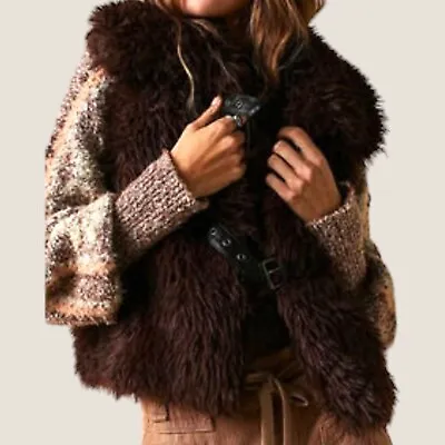 BNWT Free People Paddington Faux Fur Vest / Gilet XS / UK 6-8 RRP £118 • £39.55