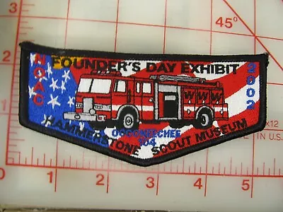 OA 104 Occoneechee Hammerstone Scout Museum 2002 Founder's Day Fire T Flap (mP) • $8.99