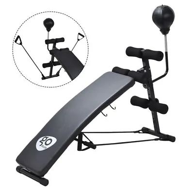 Adjustable Incline Curved Workout Fitness Sit Up Bench Full Body W/ Speedball • $81.98