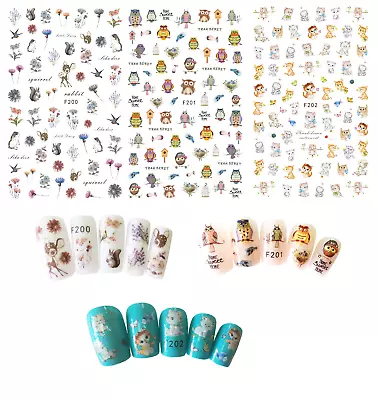 Nail Art Stickers Decal Animal Owl Birds Deer Cat Kitten Flower Rabbit NS51 • $2.95