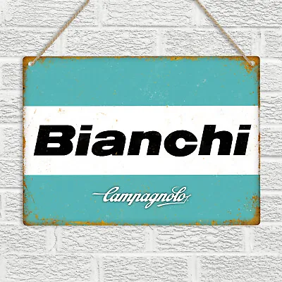 BIANCHI CAMAGNOLO Vintage Retro Style Metal Tin Wall Sign Bike Cyclist Tour Giro • $10.56