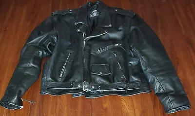 Vintage XL Leather King Bomber Motorcycle Jacket Mens Size 50 Full Zip Biker  • $54