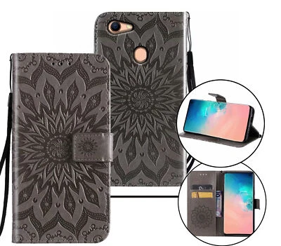 $7.50 • Buy Oppo A73 A75 F5 Wallet Case Embossed Pu Leather Sunflower
