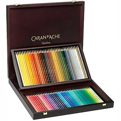 Caran D'Ache Prismalo Aquarelle Water Soluble Colour Pencils Wooden Box Of 80 • £219.99