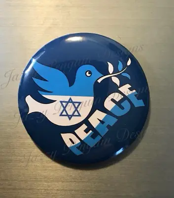 ISRAEL PIN BUTTON 2.25   Peace Dove Support Isreal Stand With Flag Usa Anti War • $3.32