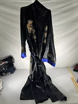 Men's Chinese Faux Silk Embroidered Dragon Bathrobe Bath Robe Gown • $28