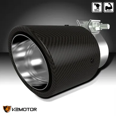 Fits 2.5  Inlet 3.5  Outlet Dry Carbon Fiber Stainless Steel Exhaust Muffler Tip • $44.38