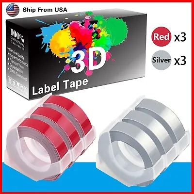 (3Red+3Silver) LabelTape 3D Fit For Dymo Maxi 1755 Label Makers • $14.99