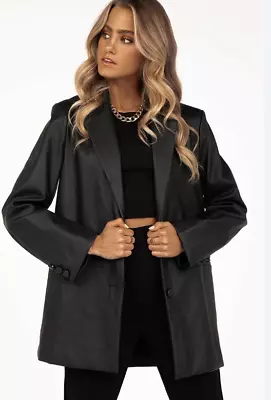 DISSH Black Sandy Faux Leather Blazer Jacket Size 8 • $56