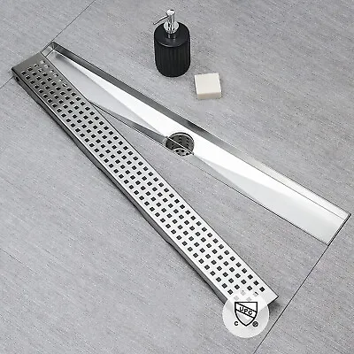60cm Wet Room Linear Shower Floor Drain Stainless Steel Channel Gully Waste Trap • £39.99