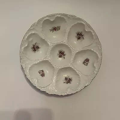 Antique Victoria Carlsbad Austria Porcelain Oyster Plate Purple/white Flowers • $49.99