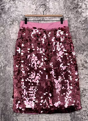 New J Crew Skirt 12 Womens Pink Paillette Sequin Knee Length Pencil • $64.99
