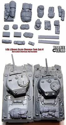 1/56 28mm - Sherman Tank Set #1 (2 Pack) - Value Gear Resin - War Gaming Stowage • $10