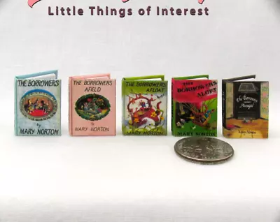 THE BORROWERS Miniature Books Set (5) Dollhouse 1:12 Scale Illustrated Books • $22.95