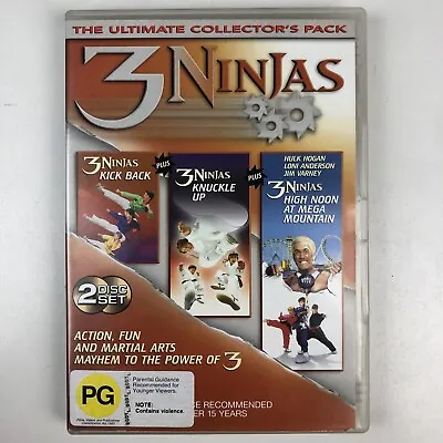 3 Ninjas Trilogy DVD 1992 3 Films Kickback Knuckle Up High Noon Region 4 • $14.99