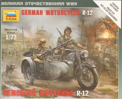 Zvezda 1/72 German Motorcycle R-12 # 6142 - Plastic Model Kit • £6.25