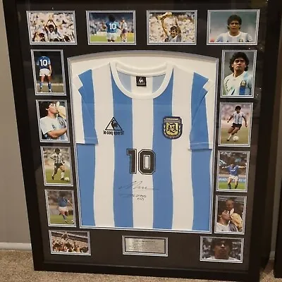 $1495 • Buy Diego Maradona Personally Hand Signed & Framed Argentina Jersey 