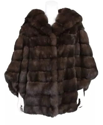 J. MENDEL $80000 Dark Brown Russian Sable Fur Clasp-Front Hooded Jacket 12 • $23998