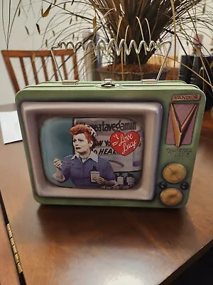 I Love Lucy Metal Tin Television Lunch Box Spiral Handle Vandor Collectible VTG • $35