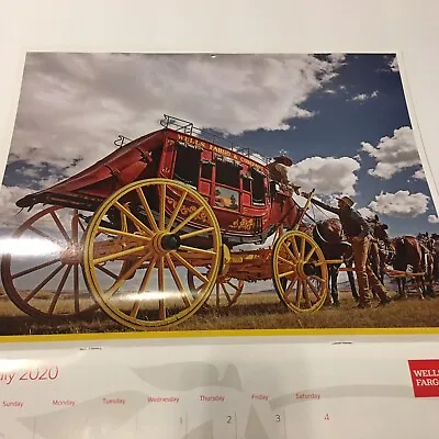 $5 • Buy Wells Fargo Bank Wall Calendar Stagecoach Horses Artwork 2020