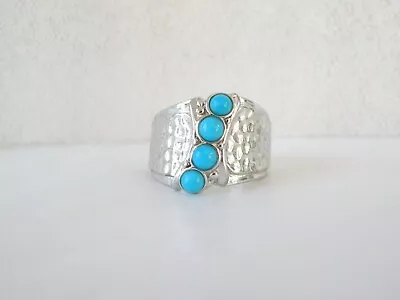 Chunky Sterling Silver 925 Turquoise Wide Felicia Designs Ring Size 9 • $49.99