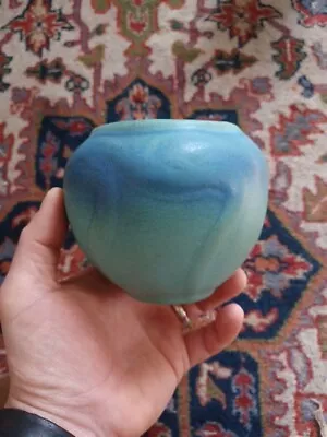 Antique Van Briggle Pottery Vase Bowl Spiderwort Ming Blue Turquoise 695 • $100