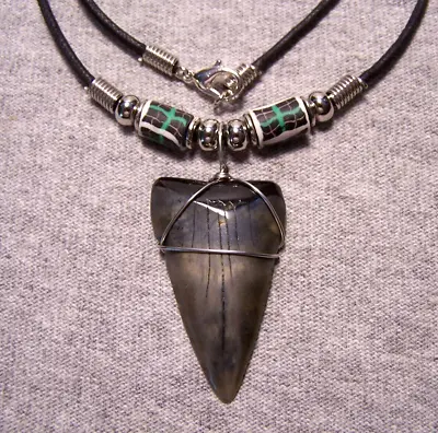 Mako Shark Tooth Necklace 1 5/8  Sharks Teeth Fossil Jaw Megalodon Scuba Diver • $17