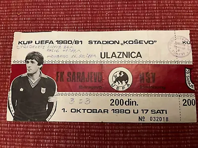 Sarajevo Hamburger SV 1980-81 Uefa Cup Football Ticket RARE • $111.90