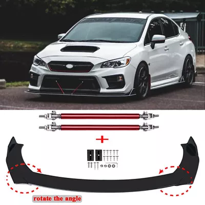 Front Bumper Lip Splitter + Strut Rods For Subaru WRX STI Impreza BRZ GC8 G3 V1 • $84.25