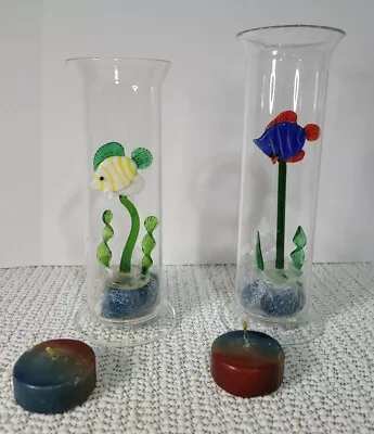 Aquarium Partylight Art Glass Fish Cylindar Vases Floating Candles • $19.99