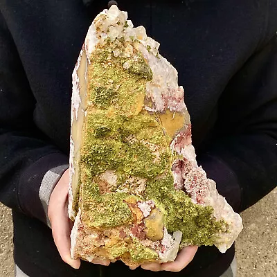 10.14LB Green Epidote Crystal With Quartz Specimen From Skardu Pakistan • $17.48