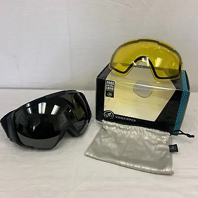 VonZipper El Kabong Snow Sport Goggle Black Satin W/ Black Chrome + Yellow Lens • $114