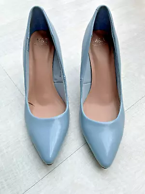 M&S Insolia Powder Blue Leather Court Shoes Size 4 • £4.99