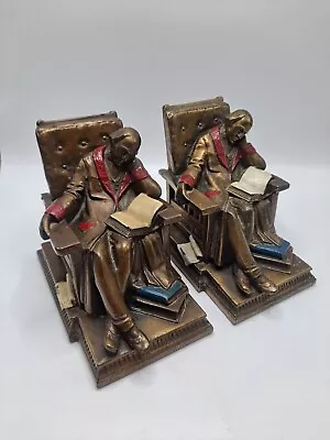 Pair Of Vintage K&O Bronze Book Ends  Asleep At Mid-Story  1920's Made In USA • $99