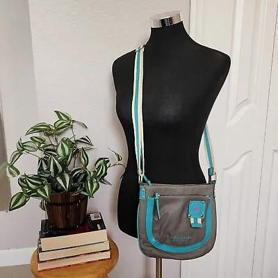 US Polo Assn Crossbody Bag Handbag Gray And Turquoise Blue For Women • $29.99