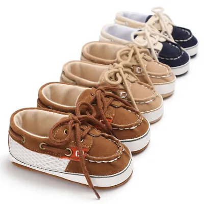 Newborn Baby Boy Pram Shoes Infant First Step Shoes Toddler Boat Shoes 3 6 9 12  • £4.99