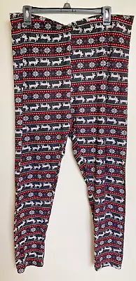 Just One Women's Fairisle Reindeer Printed Holiday Leggings 3x • £9.63