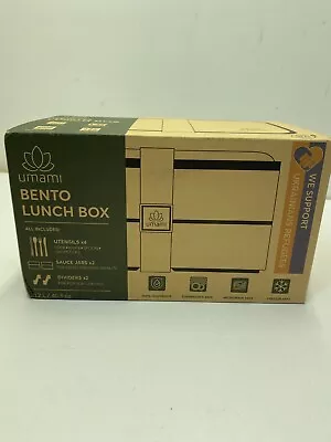 Umami Bento Lunch Box (All-in-1) W/Utensils (40 Fl Oz) Black/Bamboo BPA Free NEW • $19.99