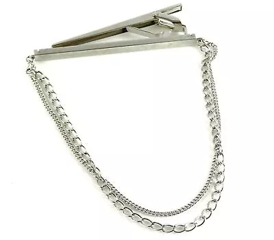 Lionstar Signed Tie Chain Silvertone With Double Strand Chain • $27.50