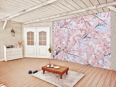 Pink Blossom Wall Mural 144Wx100H Removable | Blooming Cherry Tree Flower Japan • $27