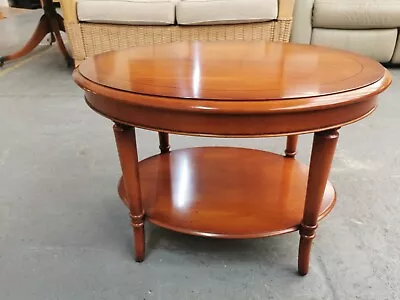 Bradley Oval Yew Two Tier Occasional Coffee Table • £250