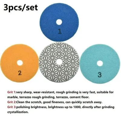 3 Step Diamond Polishing Pads 4 Inch Wet Or Dry For Granite Marble Concrete • $14.59