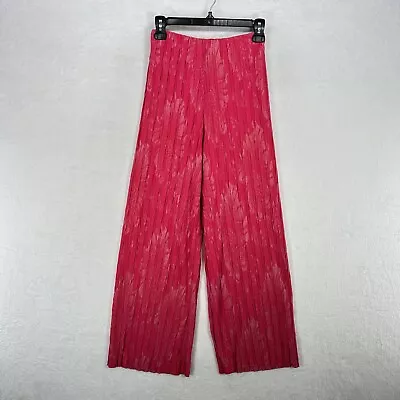 Zara Pants Womens Small Pink Textured Slinky Stretch Wide Leg Pull On Boho Gypsy • $18