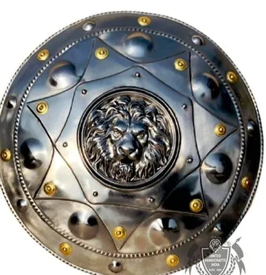 Lion Face Round Shield Medieval Iron Shield Knight Armor Shield Solid Steel 22'' • $115.75